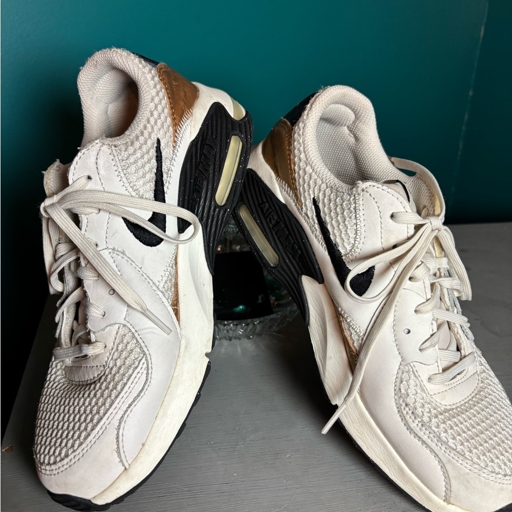 Nike Air Max White Gold and Black Sneakers